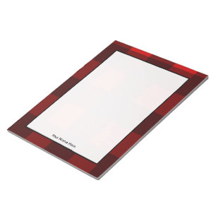 Y negra libreta personalizada tela escocesa roja