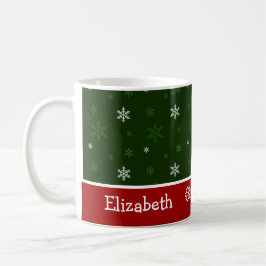 Y rojo taza personalizada copo de nieve verde del