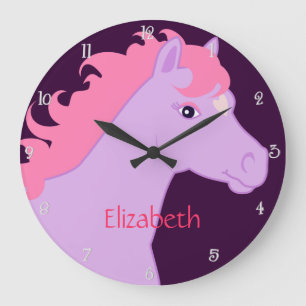 Y rosado reloj de pared personalizado potro