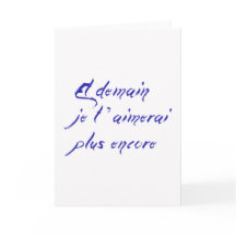 Y t'aimerai del je del demain más tarjeta de la