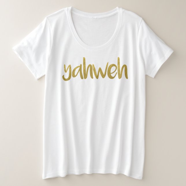 YAHWEH Gold Lettering Hebreo Nombre De La Camiseta (Anverso del diseño)