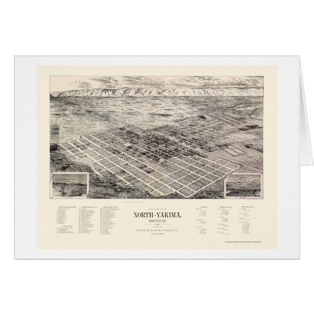 Yakima del norte, mapa panorámico de WA - 1889 (Anverso (Horizontal))