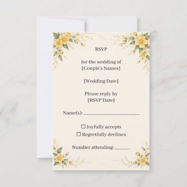 Yamabuki Wedding RSVP Card (Anverso)