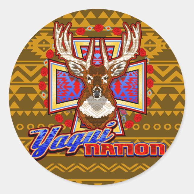 yaqui nation deer design yoeme pegatina (Anverso)
