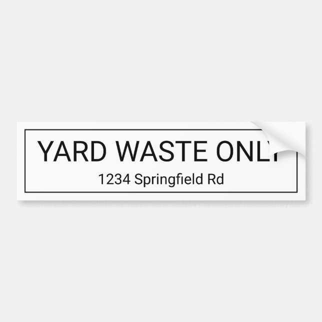 Yard Waste Can Address Label Pegatina (Frente)