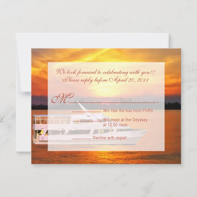 Yate Ocean Sunset con RSVP de imitación de Vellum (Anverso)