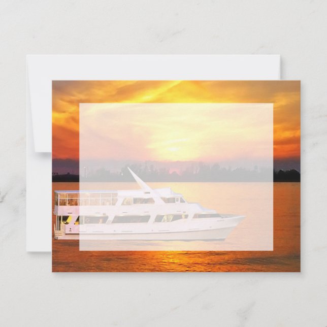 Yate Ocean Sunset con RSVP de imitación de Vellum (Anverso)