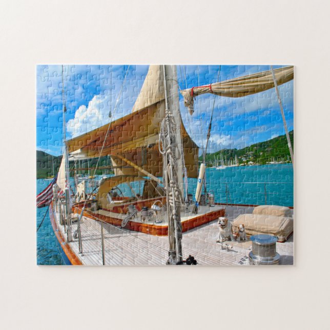 Yates de vela de Antigua. rompecabezas de jigsaw (Horizontal)