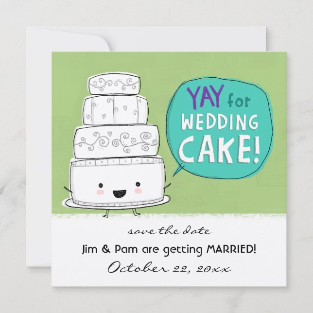¡YAY por el pastel Boda! Invitación Boda divertida (Anverso)