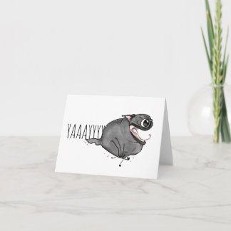 ¡YAY! Tarjeta de Zoomías de Pug Negro
