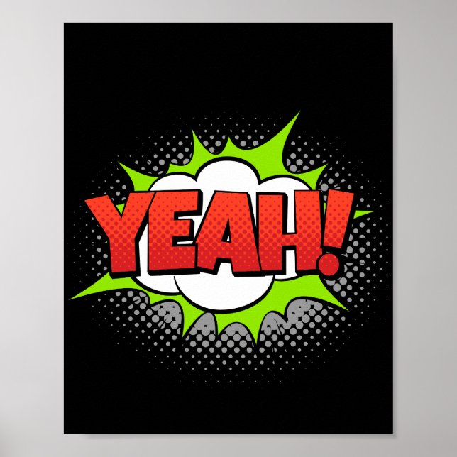 Yeah! Exclamación de historietas de arte pop vibra (Frente)