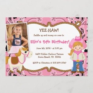 ¡YEE-HAW! Invitaciones a fiesta de cumpleaños temá
