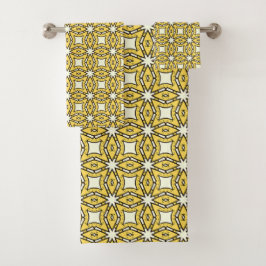 Yellow and black geometric patterned