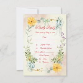 Yellow and Pink Floral RSVP Card