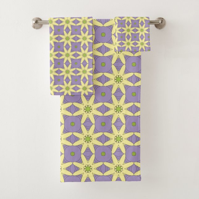 Yellow and purple geometric floral patterned  (In situ)