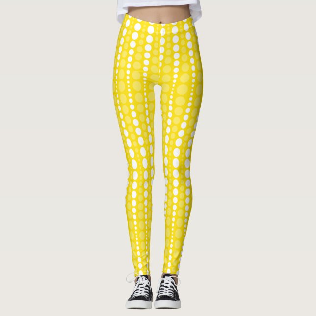 Yellow and White Polka Dots Leggings (Anverso)