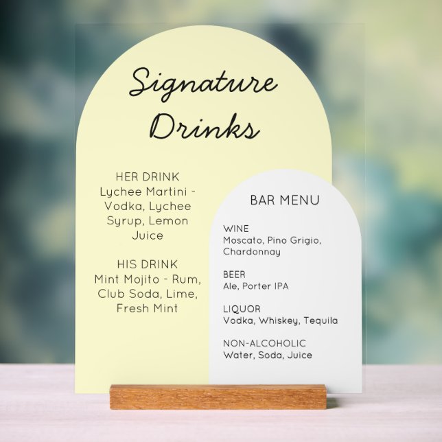 Yellow Arch Wedding Bar Sign Custom Display (Neutral )