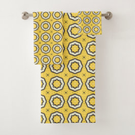 Yellow background black and white floral motif