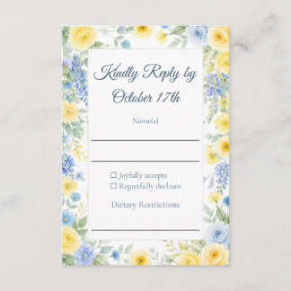 Yellow Blue Watercolor RSVP Card