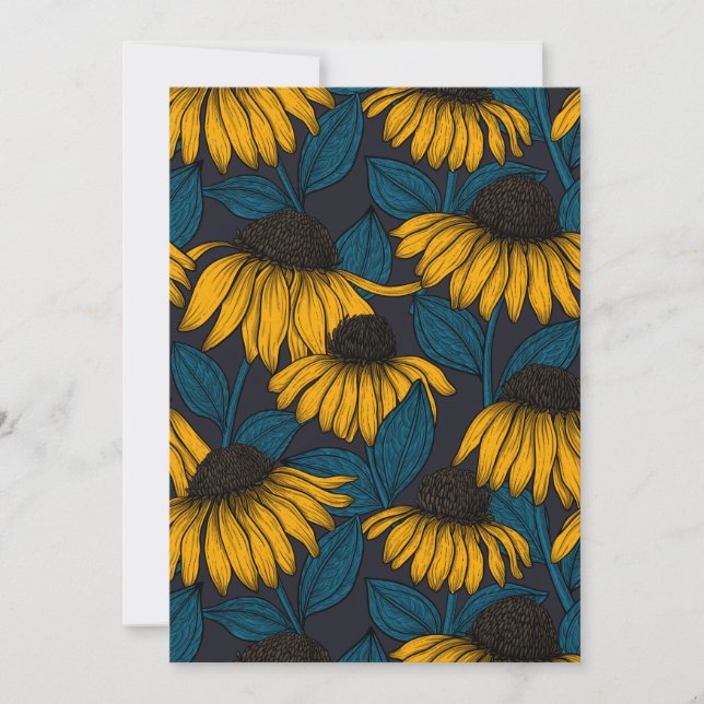 Yellow coneflowers on dark blue (Anverso)