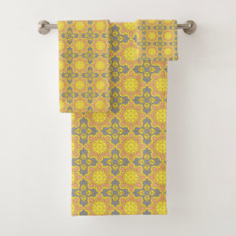 Yellow floral geometric patterned