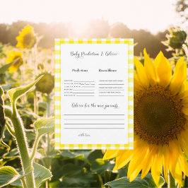 Yellow Gingham Baby Predictions II Invitación