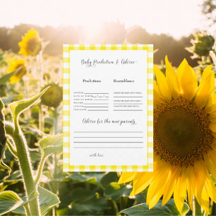Yellow Gingham Baby Predictions II Invitación