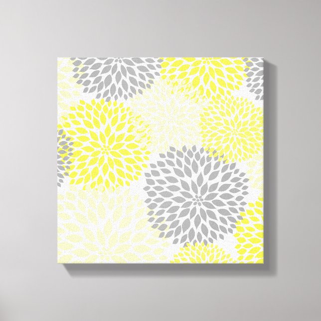 Yellow Grey moderno dahlia florece arte en la pare (Anverso)