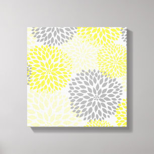 Yellow Grey moderno dahlia florece arte en la pare