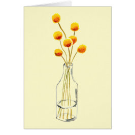 Yellow happy Billy Button flores arte australiano