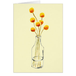 Yellow happy Billy Button flores arte australiano