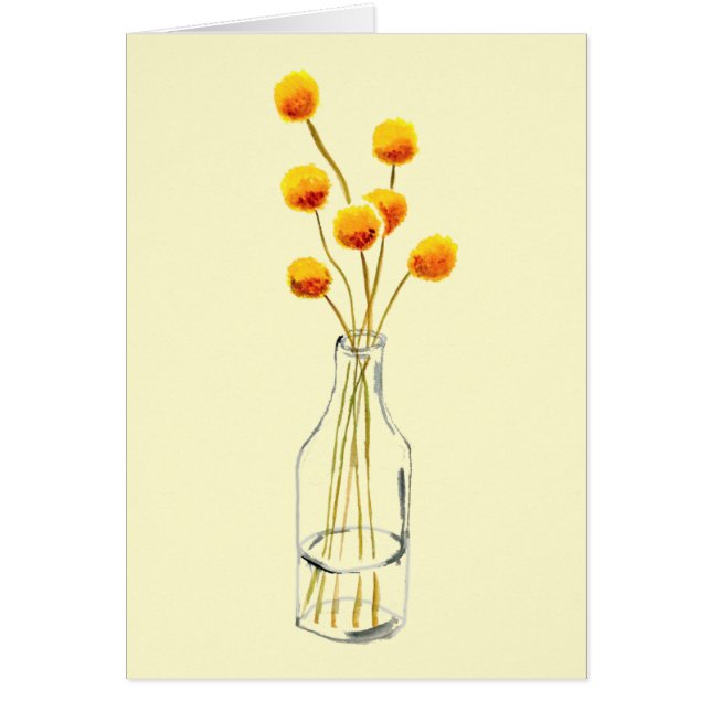Yellow happy Billy Button flores arte australiano (Frente)