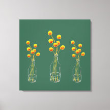 Yellow happy Billy Button flores arte australiano