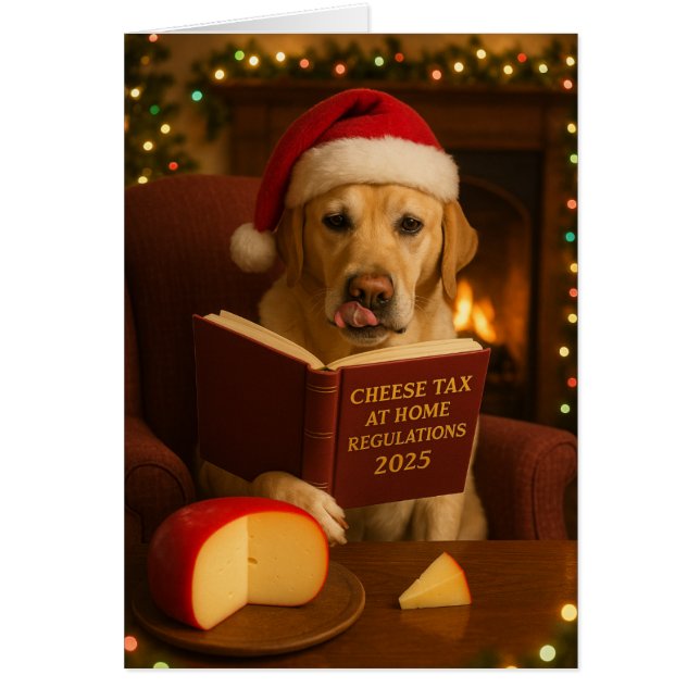 Yellow Labrador Cheese Tax Christmas Holiday card (Frente)