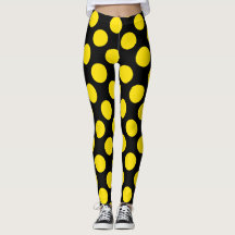 Yellow on Black Polka Dot Leggings