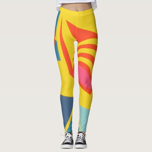 Yellow & Orange Bits ’n Pieces Abstract Leggings (Anverso)