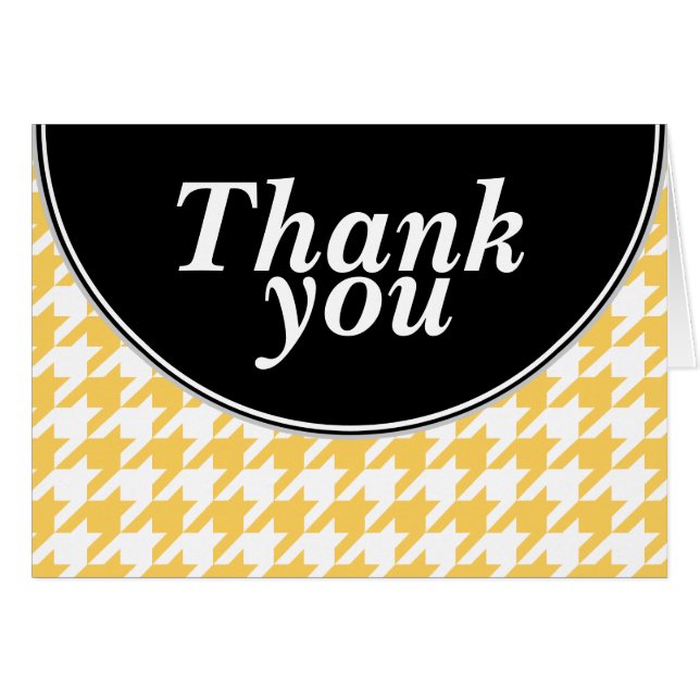 Yellow Personalized Houndstooth Thank You cards (Anverso (Horizontal))