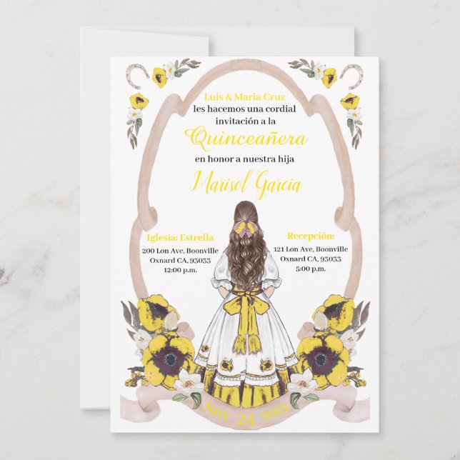 Yellow  Quinceanera Charra, Rancho Charro Western (Anverso)