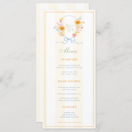 Yellow Stripes & Floral Crest Spring Wedding Menu