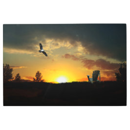 Yellow Sunset Grassy Meadow arte mural Metalizado