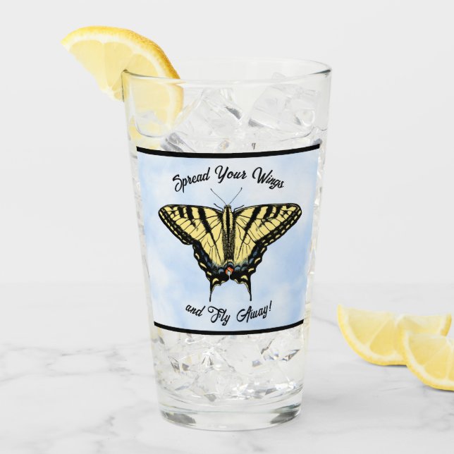 Yellow Swallowtail Butterfly Blue Sky Personalized (Anverso (hielo))
