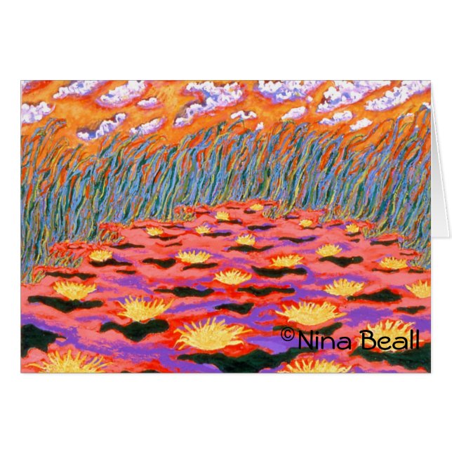 "Yellow Waterlillilies In Pond", 5x7', por Nina Be (Anverso (Horizontal))