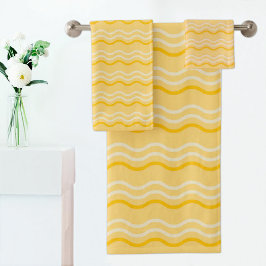Yellow Wave Pattern Towel