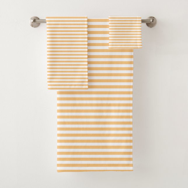  Yellow & White Minimalist Striped Towel Set (In situ)
