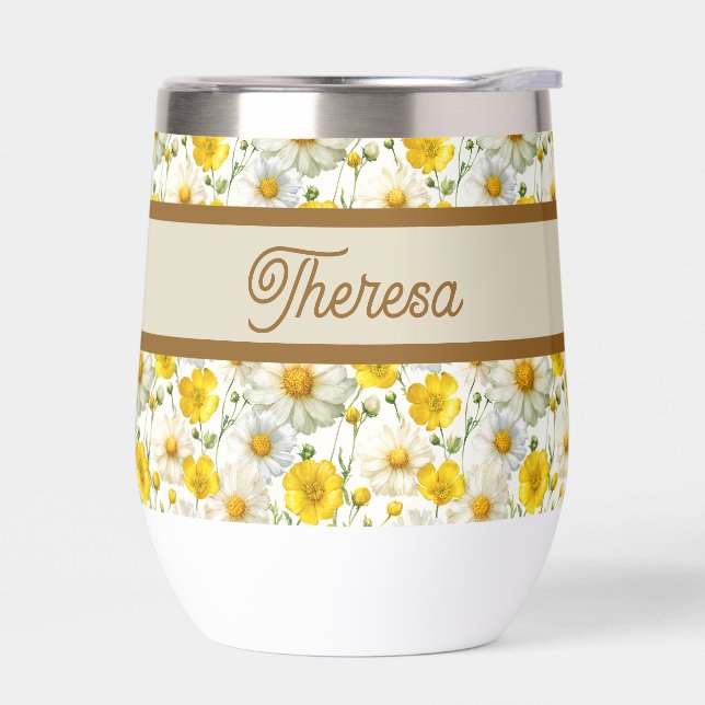 Yellow Wildflowers Pattern Monogram Name (Izquierdo)