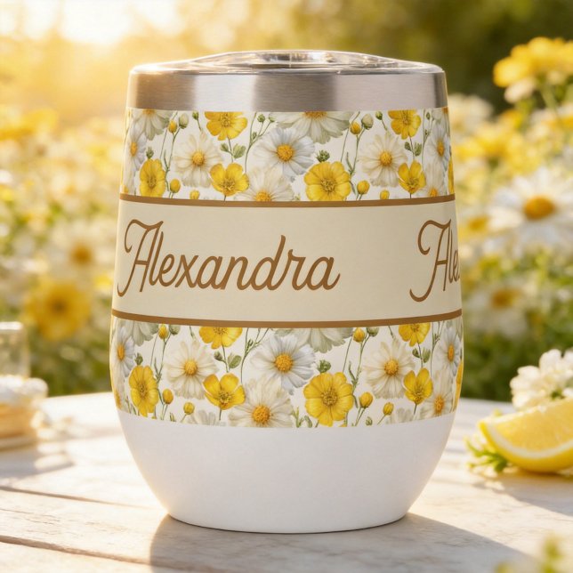 Yellow Wildflowers Pattern Monogram Name (Subido por el creador)