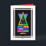 Yeshua, la Luz del Mundo, tarjeta de Jesucristo<br><div class="desc">La rama central de esta colorida Menorra, la Shamash, es la vela "Servant" y representa a Jesucristo, Yeshua, Mesías, la Luz del Mundo. Las otras 6 velas se inclinan hacia Yeshua. La Cruz está dentro de la llama central de la menorah; la menorah incorporada con la colorida Estrella de David....</div>