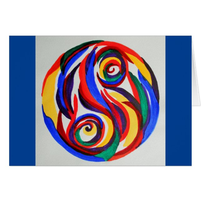 Yin abstracto yang del arco iris de la acuarela (Anverso (Horizontal))