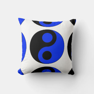 Yin azul y negro y Cojín decorativo Yang