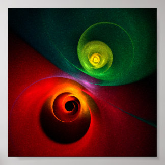 Yin Verde Rojo Yang Patrón de arte abstracto moder